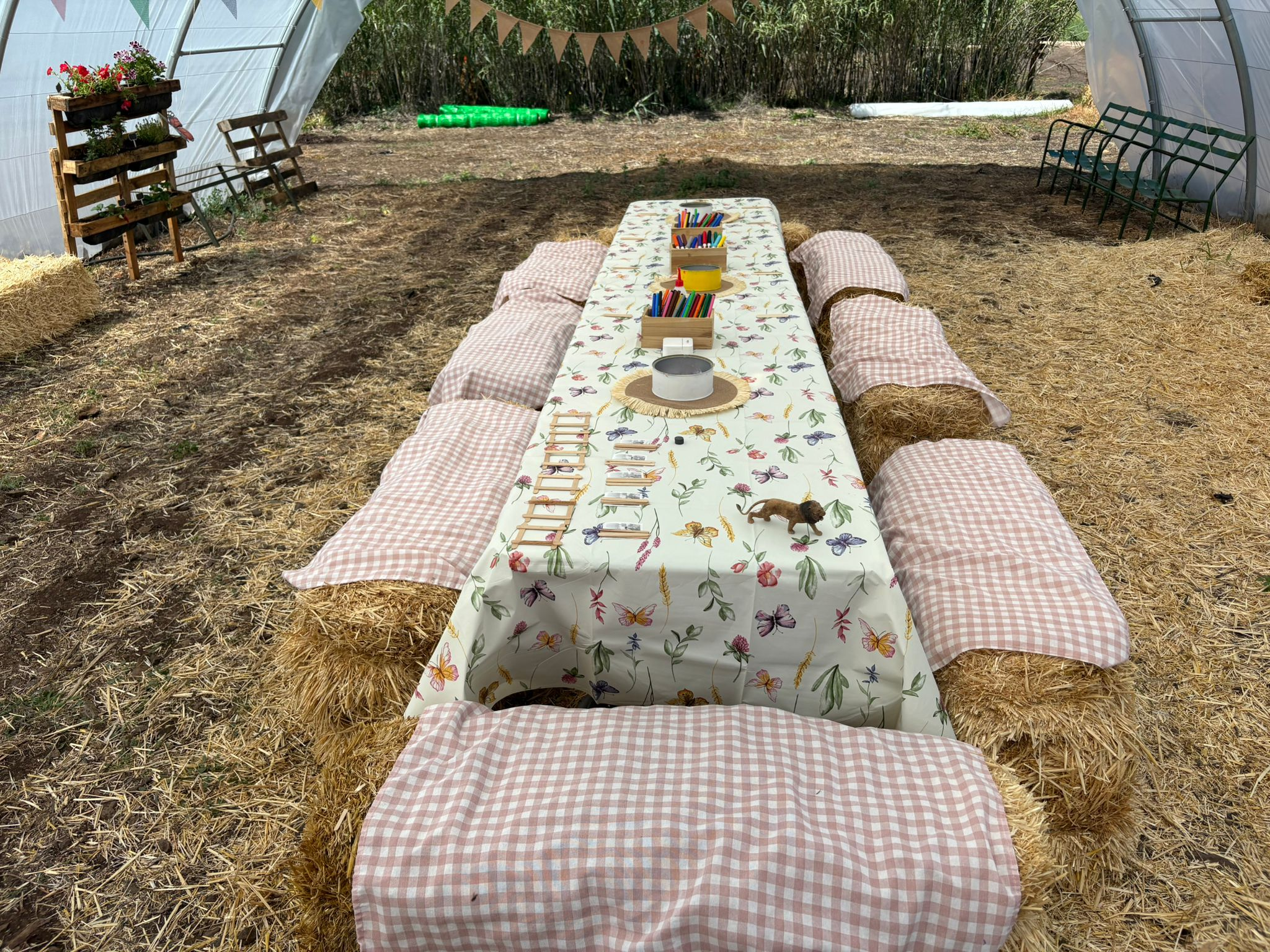 Mesa de taller en invernadero